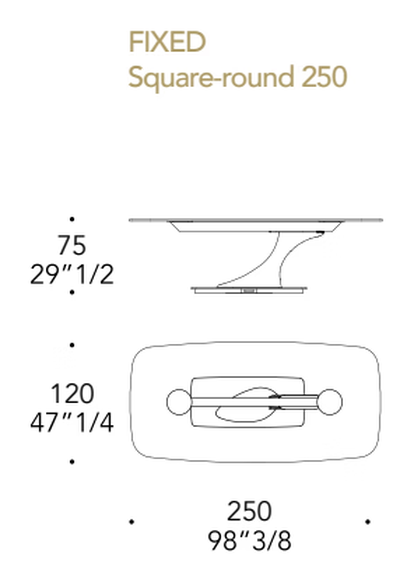 Archimede 72 Dining Table by Reflex, size drawing 2