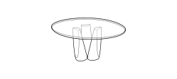 Sentei Dining Table by Ditre Italia, size drawing: Round table diam.140 lacquered base and glass top
