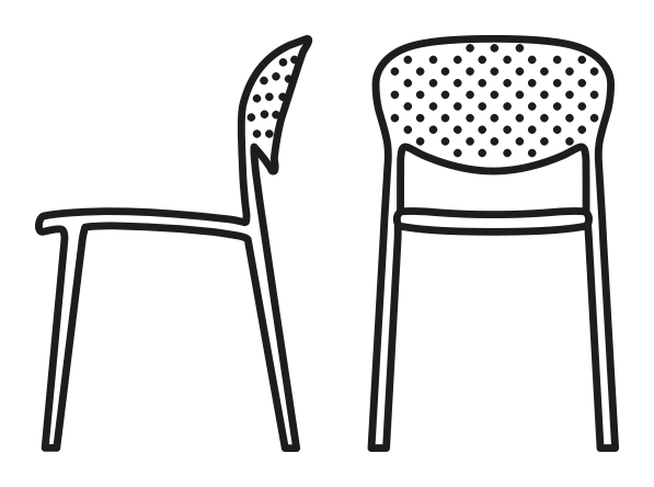 Abby Chair, Perforated by Connubia, size drawing