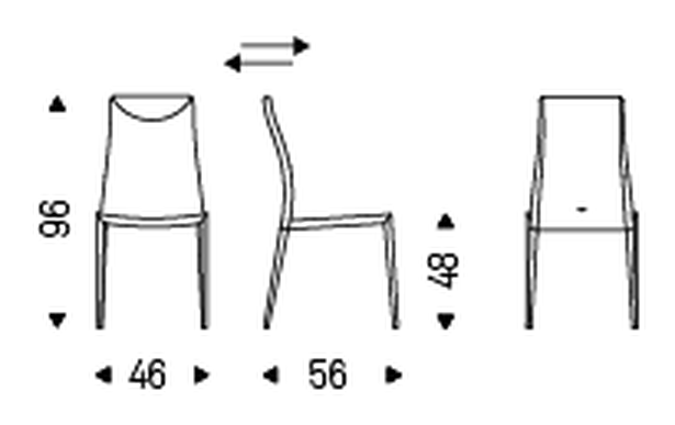 Maya Flex ML Chair by Cattelan Italia, size drawing