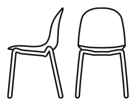 Academy Chair, Polycarbonate, Metal Legs by Connubia, size drawing