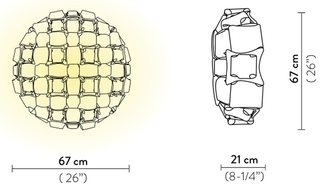 Mida Ceiling/Wall Lamp by Slamp, size drawing: Mida Ceiling/Wall Large