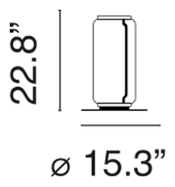 Noctambule Floor Lamp by Flos, size drawing: Noctambule Floor 1 High Cylinder Small Base