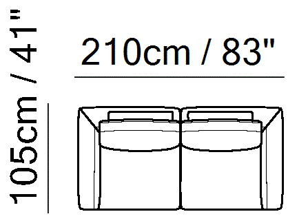 Semplice Sectional by Natuzzi Italia: Leather or fabric modular sofa, outline drawing with sizes