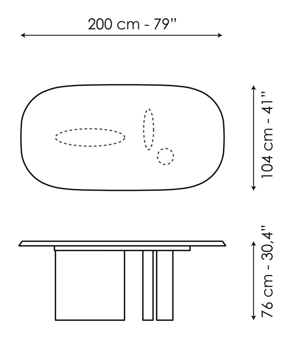 Padiglioni Dining Table by Bonaldo, size drawing 1