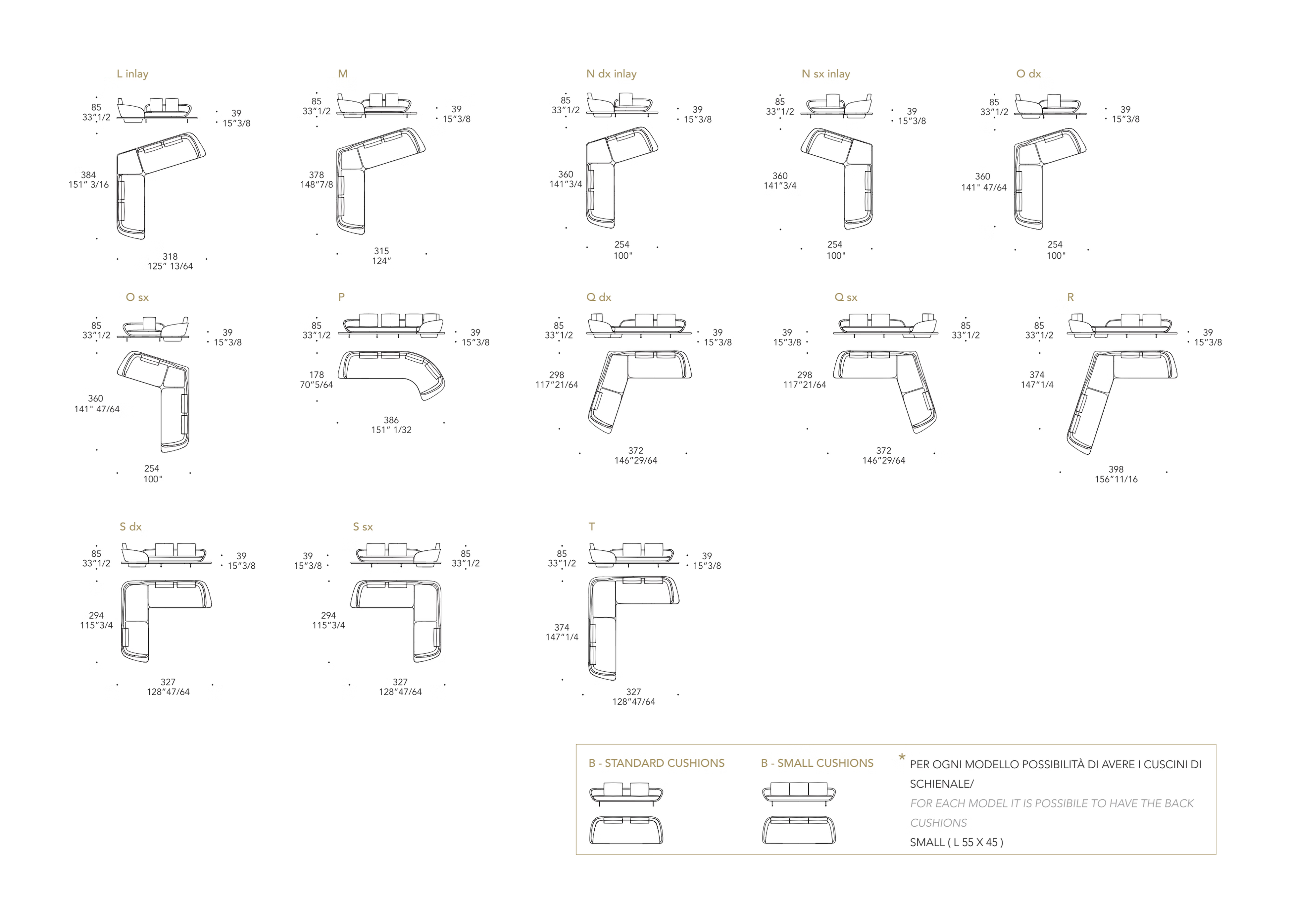 Segno Sofa Wood by Reflex, size drawing 2