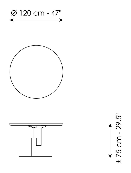 Innesti Dining Table by Bonaldo, size drawing 1