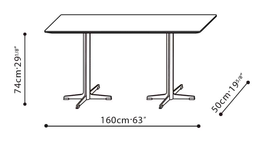 Vary Dining Table by Camerich, size drawing: C05D1416
