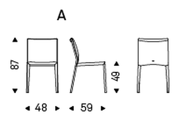 Italia Dining Chair by Cattelan Italia, size drawing 1