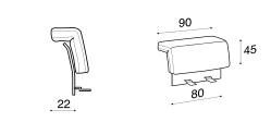 Ada Modular Sofa by Ditre Italia, size drawing: Set low slim back 80 and low backrest cushion 90