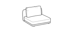 Avalon Sofa by Ditre Italia, size drawing: 1-seat maxi central element