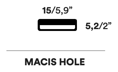 Macis Desk by Opinion Ciatti, size drawing: MACIS HOLE
