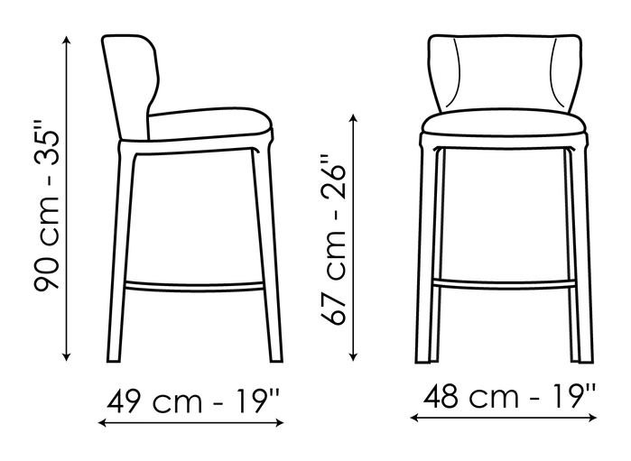 Joy Too Stool by Bonaldo, size drawing: Joy too H 67