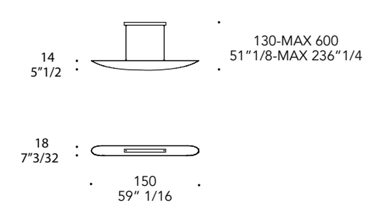 Ala Lampada Pendant Lamp by Reflex, size drawing