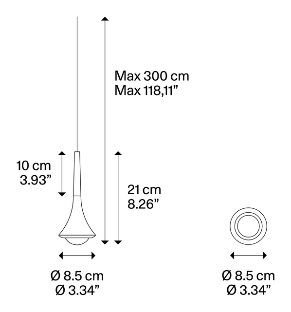 Rain Cluster Pendant Lamp by Lodes, size drawing