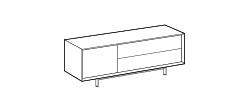 Eric Sideboard by Ditre Italia, size drawing: Sideboard 182 with left door and right drawers