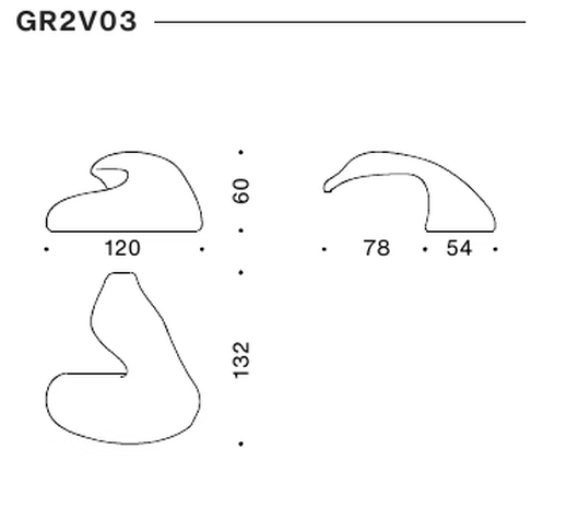 Gruuvelot Sofa Elements by Moroso, size drawing 3