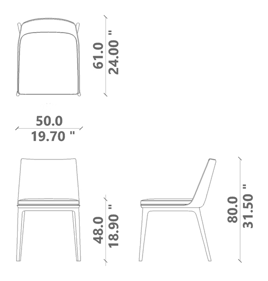 Claude Dining Chair by Talenti, size drawing