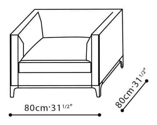 Crescent Chair by Camerich, size drawing: C0102118