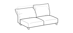 Blum Sofa by Ditre Italia, size drawing: 2-seat central element