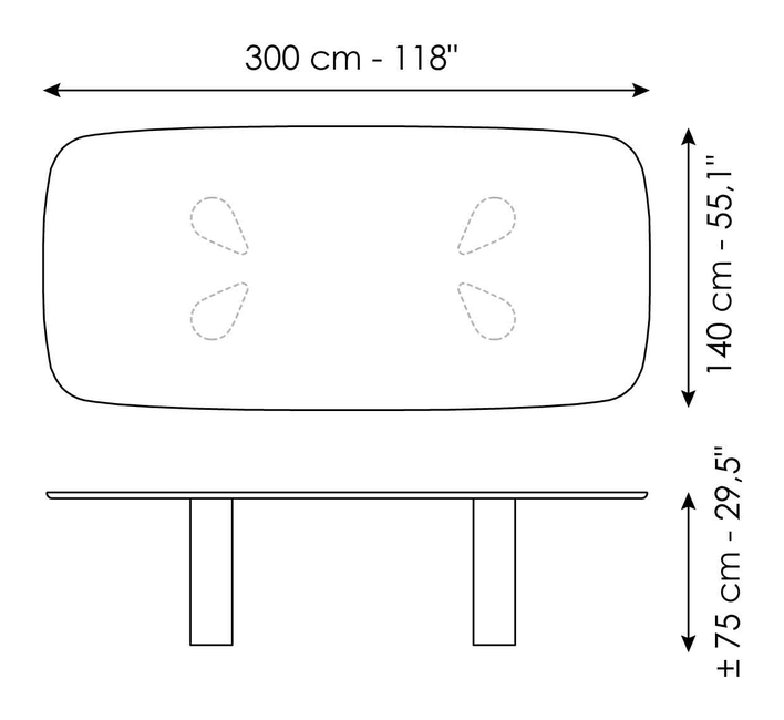 Geometric Dining Table by Bonaldo, size drawing 6