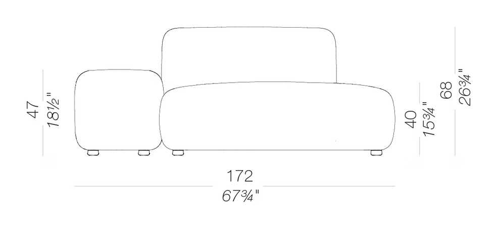 Plus Outdoor Armchair by LaPalma, size drawing