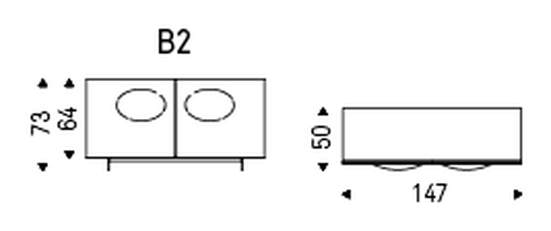 Paramount Sideboard by Cattelan Italia, size drawing 2