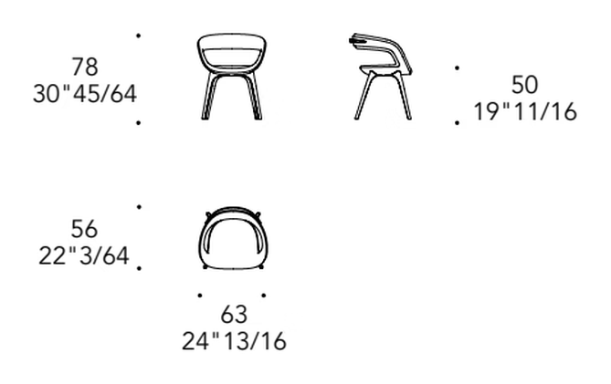 Nido Dining Chair by Reflex, size drawing