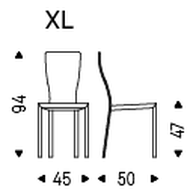 Nina Chair by Cattelan Italia, size drawing 2