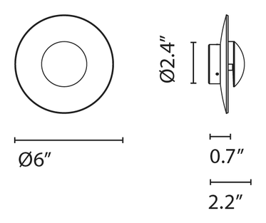 Ginger Wall Lamp Outdoor Disc by Marset, size drawing: Ginger 15
