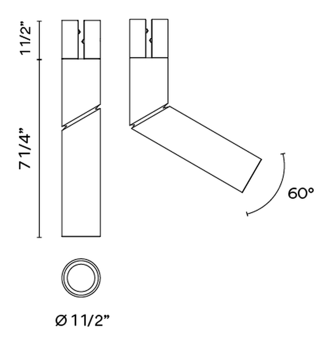 Bind Track Lighting System by Vibia, size drawing: Models 6530, 6534, 6538