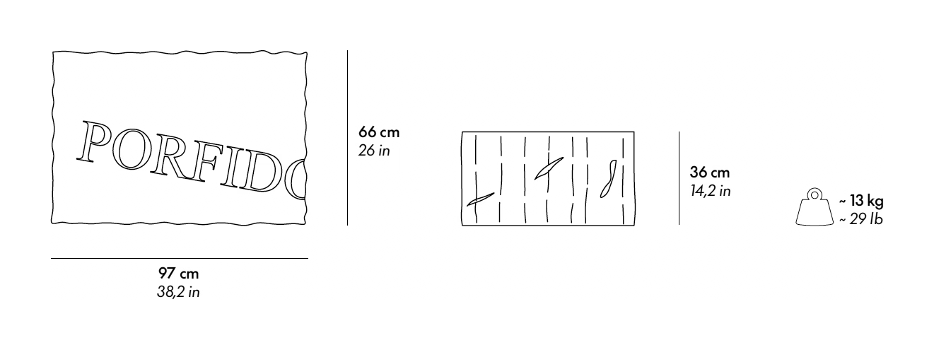 Massolo Coffee Table by Gufram, size drawing