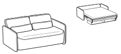 Lulù 2.0 Sofa Bed by Ditre Italia, size drawing: 3-seater sofa bed