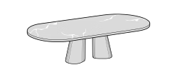 Pillar Dining Table by Ditre Italia, size drawing: Table XL 320 dark marble top