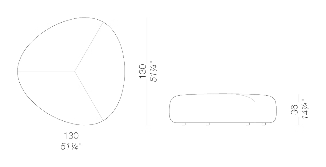 Kipu D03 Ottoman by LaPalma, size drawing