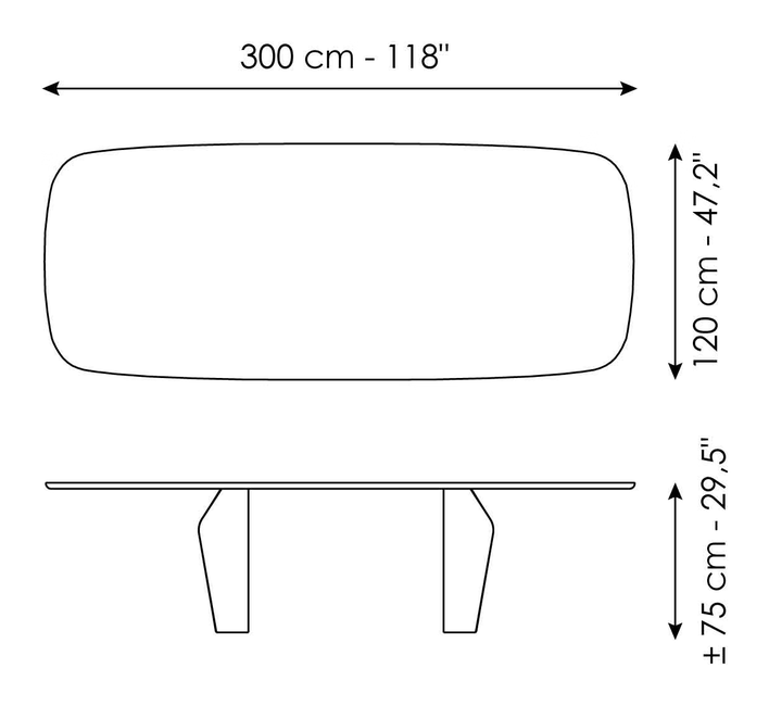Flame Dining Table by Bonaldo, size drawing 5
