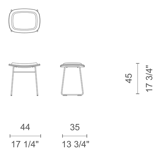 Hi Pad Stool by Cappellini, size drawing: HP_13