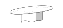Doon Dining Table by Ditre Italia, size drawing: Oval marble table 300 and mix base
