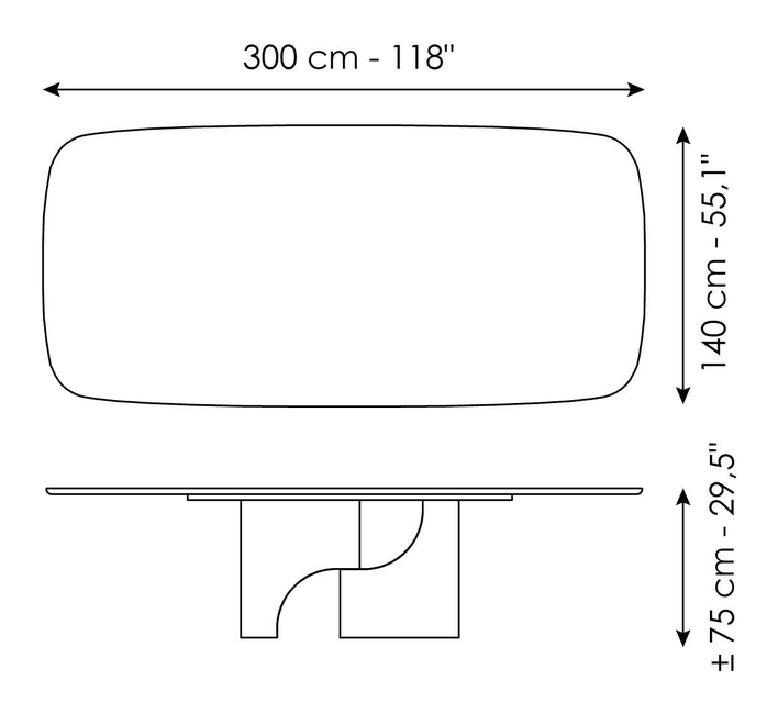 Taijitu Dining Table by Bonaldo, size drawing 6