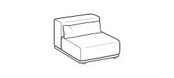 Tao Outdoor Sofa by Ditre Italia, size drawing: 1-seat central element