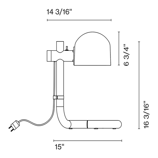 Lauro Table Lamp by Marset, size drawing