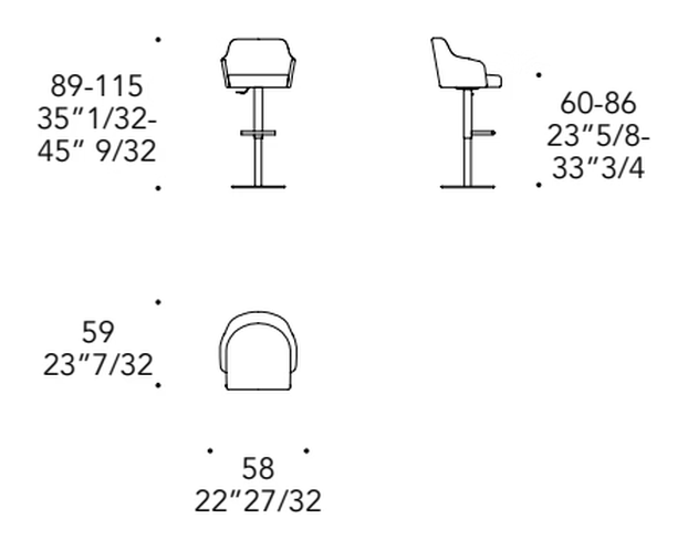 Comfort Stool by Reflex, size drawing
