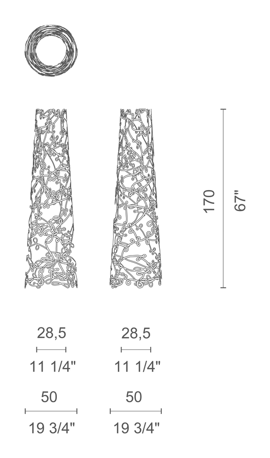 Tuta Coat Stand by Cappellini, size drawing