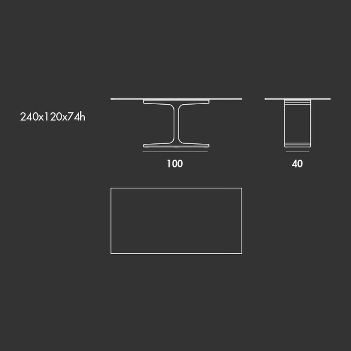 Palace Wood Dining Table by Sovet, size drawing