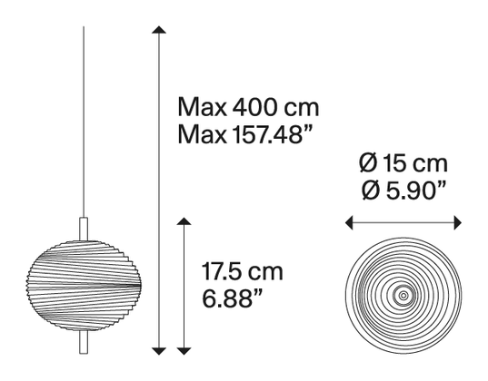 Jefferson Cluster Pendant Lamp by Lodes, size drawing: Jefferson mini
