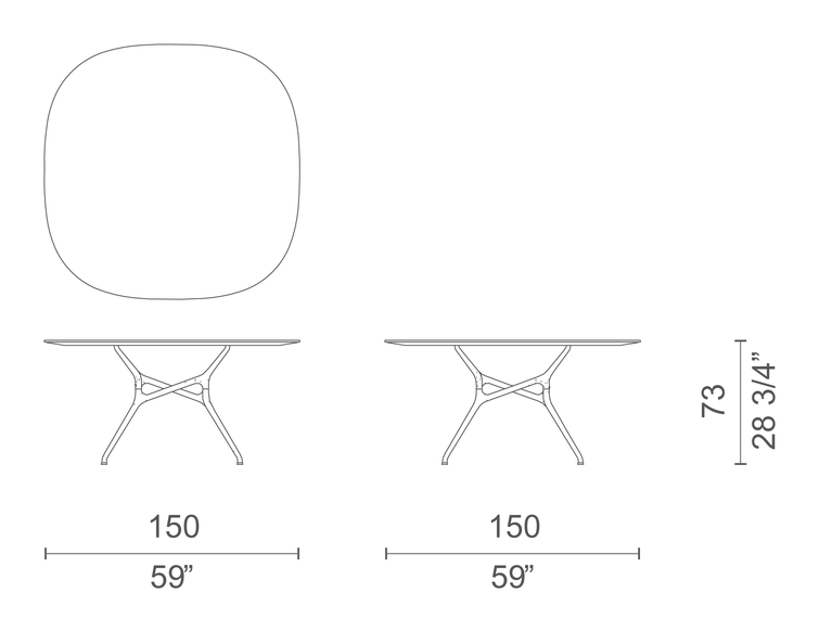 Branch Table by Cappellini, size drawing: BR_2