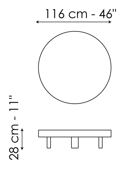 Jazz Coffee Table by Bonaldo, size drawing: Jazz Ø116