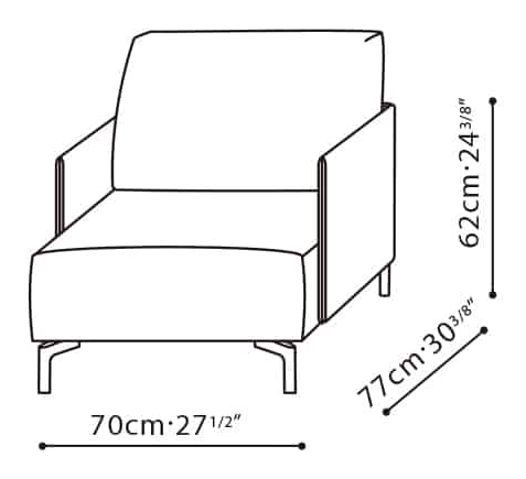 East-West Sofa by Camerich, size drawing: C01H0101