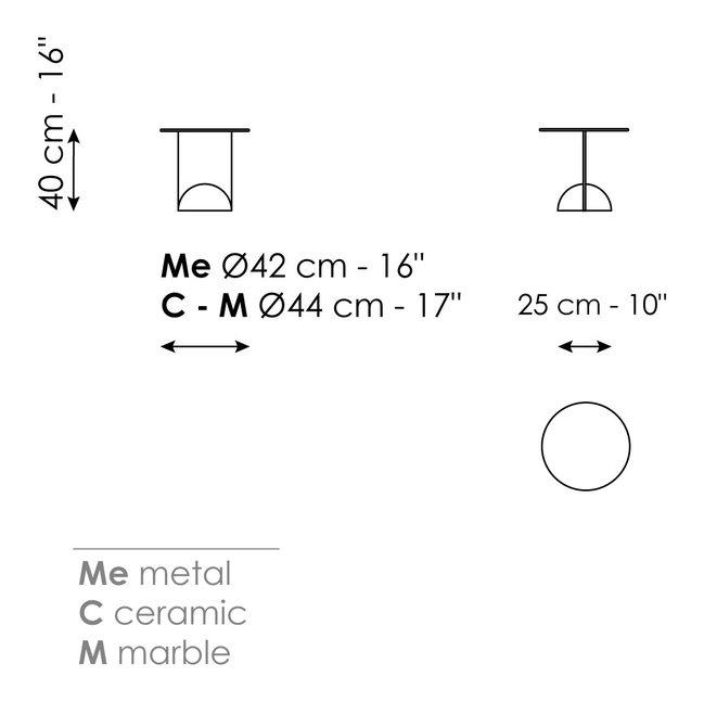 Combination Coffee Table by Bonaldo, size drawing: Combination low
