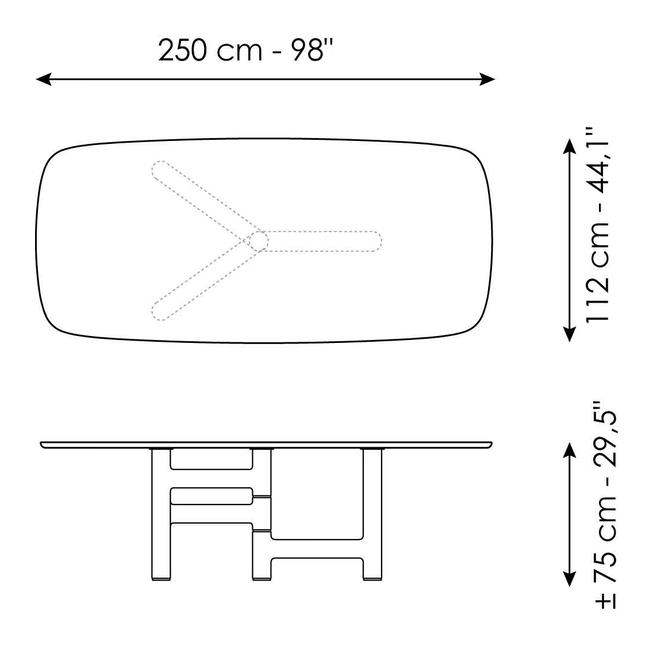 Pivot Dining Table by Bonaldo, size drawing 3